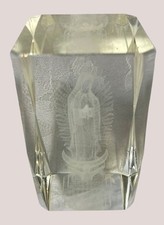 Laser Cut Paper Weight Mother Mary Religious Clear Cut Glass