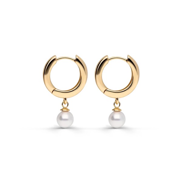 Perlen Creolen Damen 18K Vergoldet Gold Ohrringe Mit AnhäNger Schmuck-image