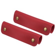 2 x Luggage Handle Wrap PU Handbag Grip Identifier with Clasp Red