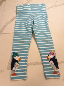 Mini Boden Puffin Leggings Sz 3-4 Yr Striped Whimsy Playful Colorful School