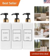 Shampoo and Conditioner Dispenser - Modern Gold Design Large 27oz Shower Soap...