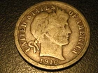 1916-P 90% Silver Barber Dime