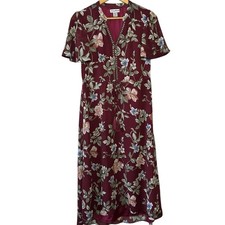 TOMMY BAHAMA Women's Painted Petal Midi Floral Dress Metallic Embellished XS