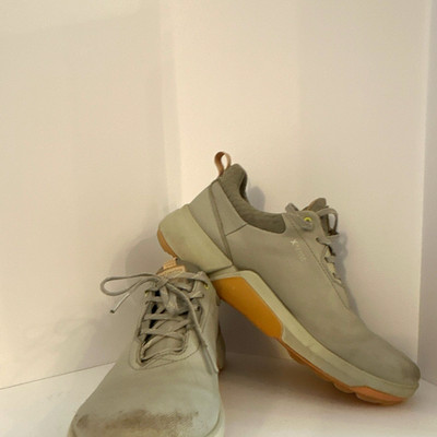 ECCO S-Three Men's Golf Shoes Gray Leather Lace Up Spikes EU 41 M