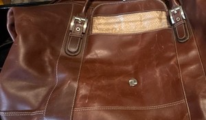 MCKlein Brown Leather Duffle Bag with Adjustable Straps, Solid Unisex Adult