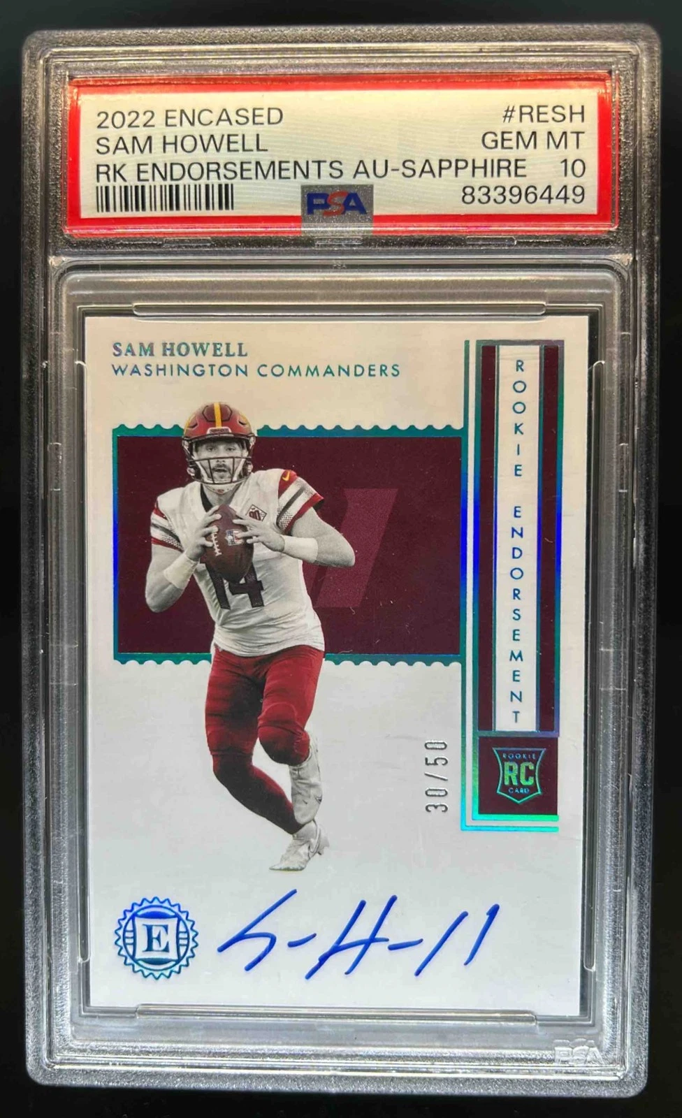 Sam Howell Panini Encased Rookie Endorsements Autographs #RESH Sapphire