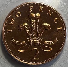 Great Britain 2 Pence 1989 - Ostrich Feathers - Brilliant Uncirculated