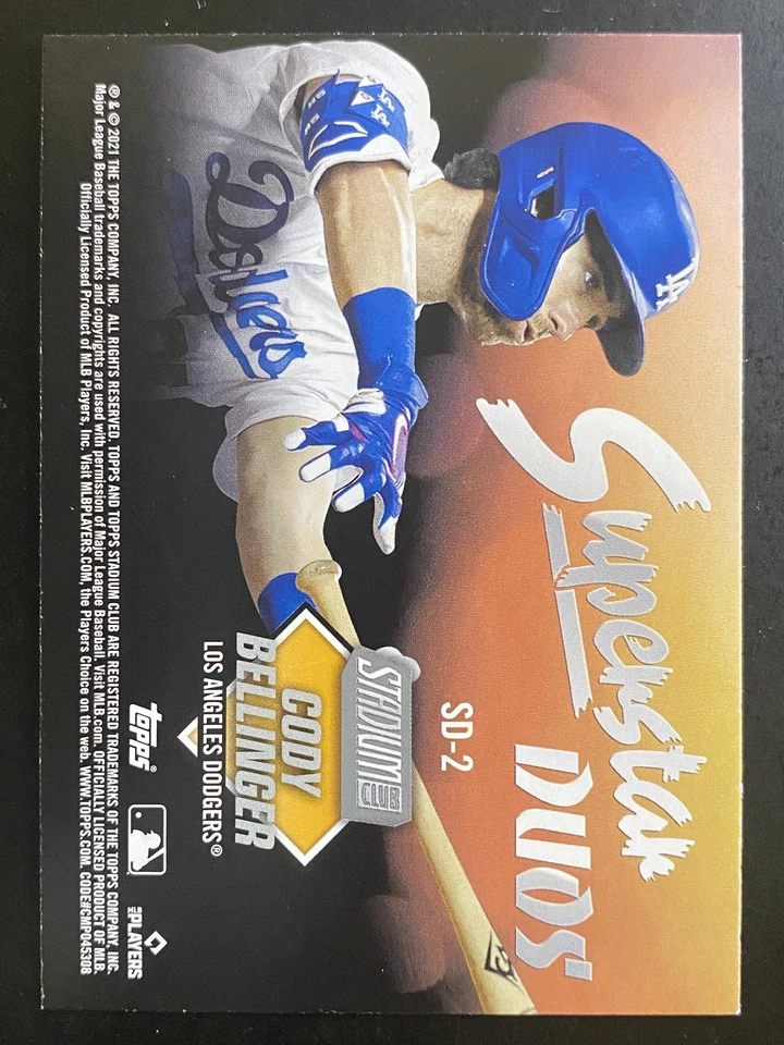 Cody Bellinger Mookie Betts 2021 Topps Stadium Club Superstar Duos Dodgers #SD-2 - Image 2 of 2