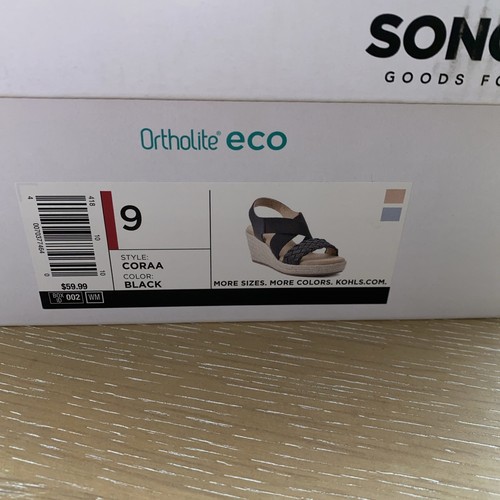 Sonoma Goods for Life Women's Wedge Strap Sandals Black Sz 9 Coraa Ortholite Eco - Picture 3 of 11