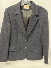 VTG Pendleton Blazer Jacket WM MD 10 Gray 100% Virgin Wool Made in USA 90s EUC