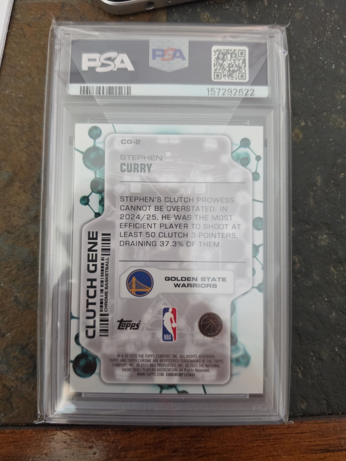 2025 Topps Chrome Clutch Gene Stephen Curry  Gold Geometric /50 PSA-8 view 3