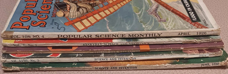 5 Antique 1920s 30s SCIENCE MAGAZINES Popular Science & Invention & Mechanics