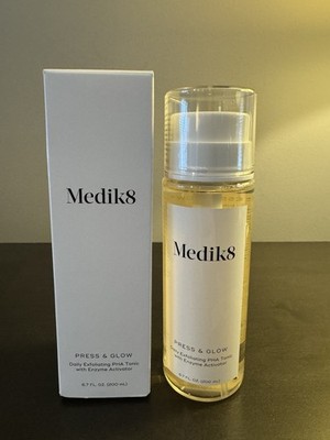 Medik8 Press & Glow Daily Exfoliating PHA Tonic Full Size 200 ml 6.7 oz NIB
