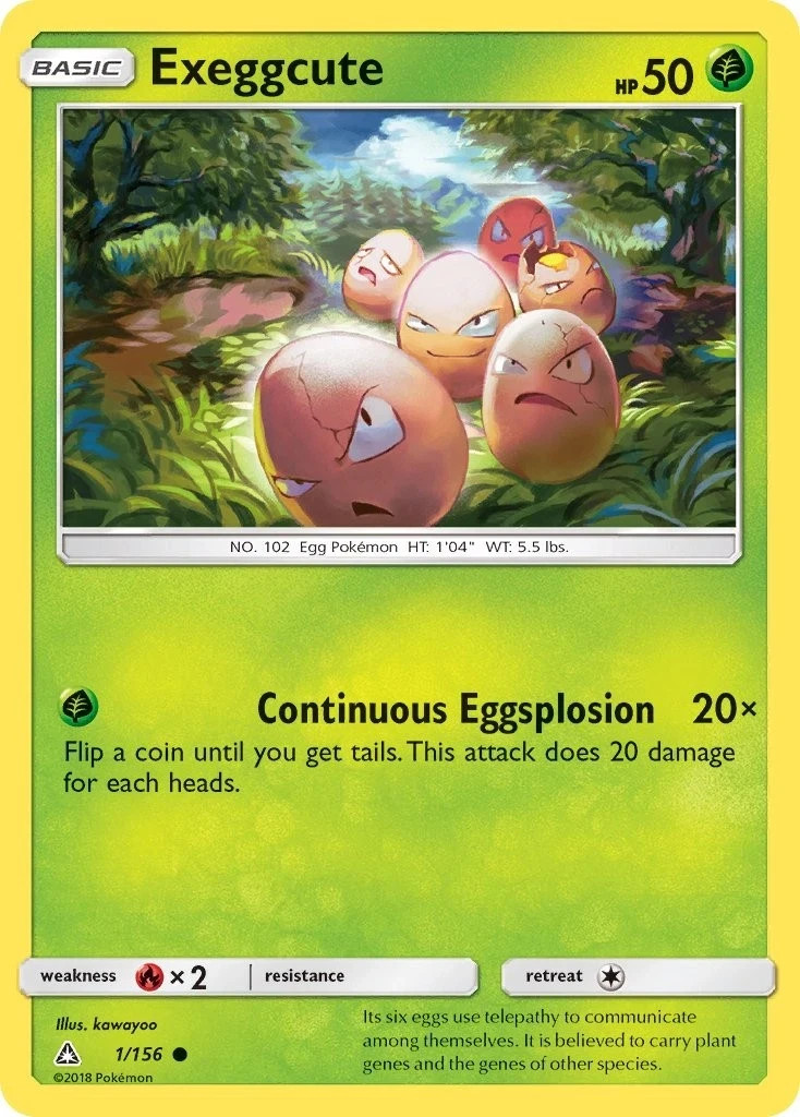 Pokemon EXEGGCUTE Sun & Moon Ultra Prism 1/156 NM/Mint PACK FRESH