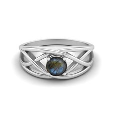 5 MM Round Labradorite Gemstone 925 Sterling Silver Solitaire Engagement Ring