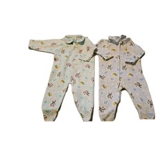 Vintage Baby Looney Tunes Tweety Bugs Bunny Footed Bodysuit Blue - 0-3 Months x2