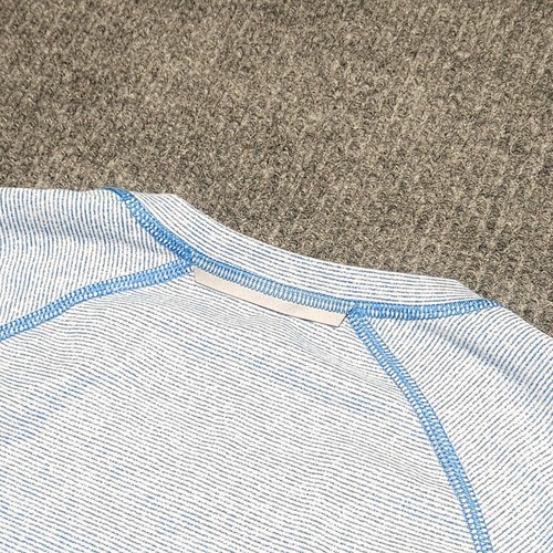 Lucy Top Women Small Blue Striped Cinched Side Athletic Activewear Reflective - Picture 5 of 7