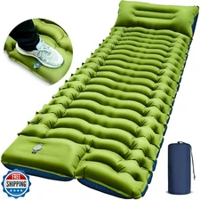 Camping Sleeping Pad, Ultralight Camping Mat with Pillow, Built-in Foot Pump 
