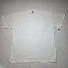 Vintage 90's Russell Athletic Nu Blend Men's Large White T Shirt Made In USA NWT
