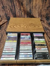 Vintage 3-Drawer Cassette Storage Case with 40 Tapes - 90s Country, Elvis, Bee