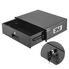 3U Rack Mount Drawer, 50lb Steel, Lockable, Cable Holes, for 19in Server Rack