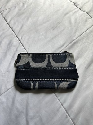 Coach Signature Canvas Makeup Bag Pouch, Blue/Gray, Zipper Closure