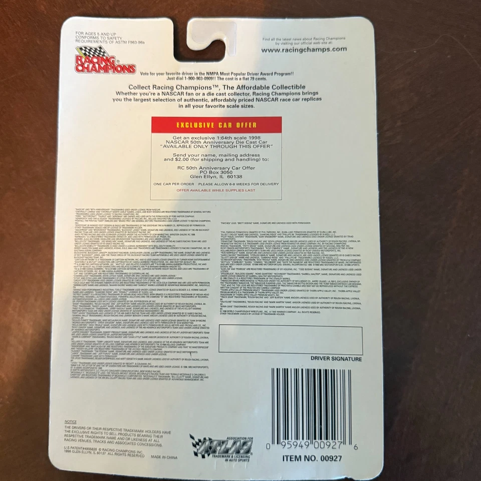 Racing Champions 50 aniversario NASCAR 1:64 #17 Toys R Us Lycos 1998 nuevo en paquete Foto 4 de 4