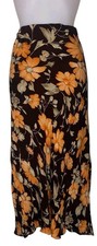 90s Y2k Womens Brown Silk Floral Ethereal Boho Whimsigoth Maxi Skirt Sz 12