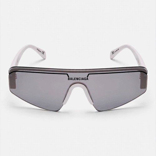 Balenciaga Shield Sunglasses White Frame Gray Tinted w/COA