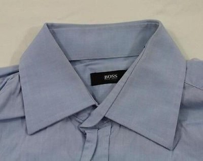 HUGO BOSS Business-Hemd Hellblau meliert langarm Gr.39 TOP #C4836