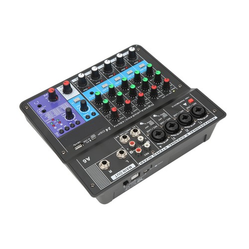 EU Plug Sound Console USB Mini Mixing Desk Voice Recording BT Sound Card 6 C NEW - Afbeelding 3 van 12
