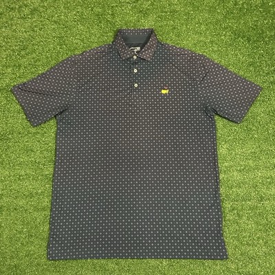 Masters Tech Golf Polo Shirt Mens M Navy Geometric Print Performance Stretch