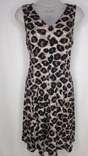 Leopard Print Sleeveless V-Neck Shift Dress Women’s Size Large
