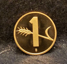 1997-B Switzerland rappen, wheat spike, proof like FDC UNC specimen, KM-46