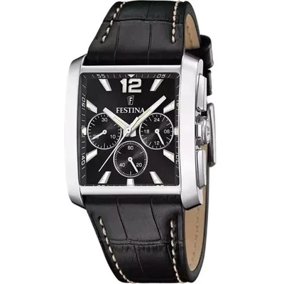 Montre chronographe Festina F206364 pour homme, bracelet en cuir, cadran 38*37mm - Photo 1/3