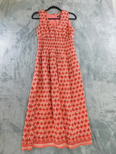 J Crew Dress Womens XS Pink Red Floral Smocked Maxi Sleeveless Boho Cottage NWT