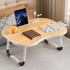 Portable Laptop Bed Table   Foldable Desk with Cup Holder, Tablet Slot,