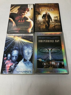 Will Smith DVD Lot of 4-Ali (NEW)-I Am Legend, I Robot & Independence Day (Used)