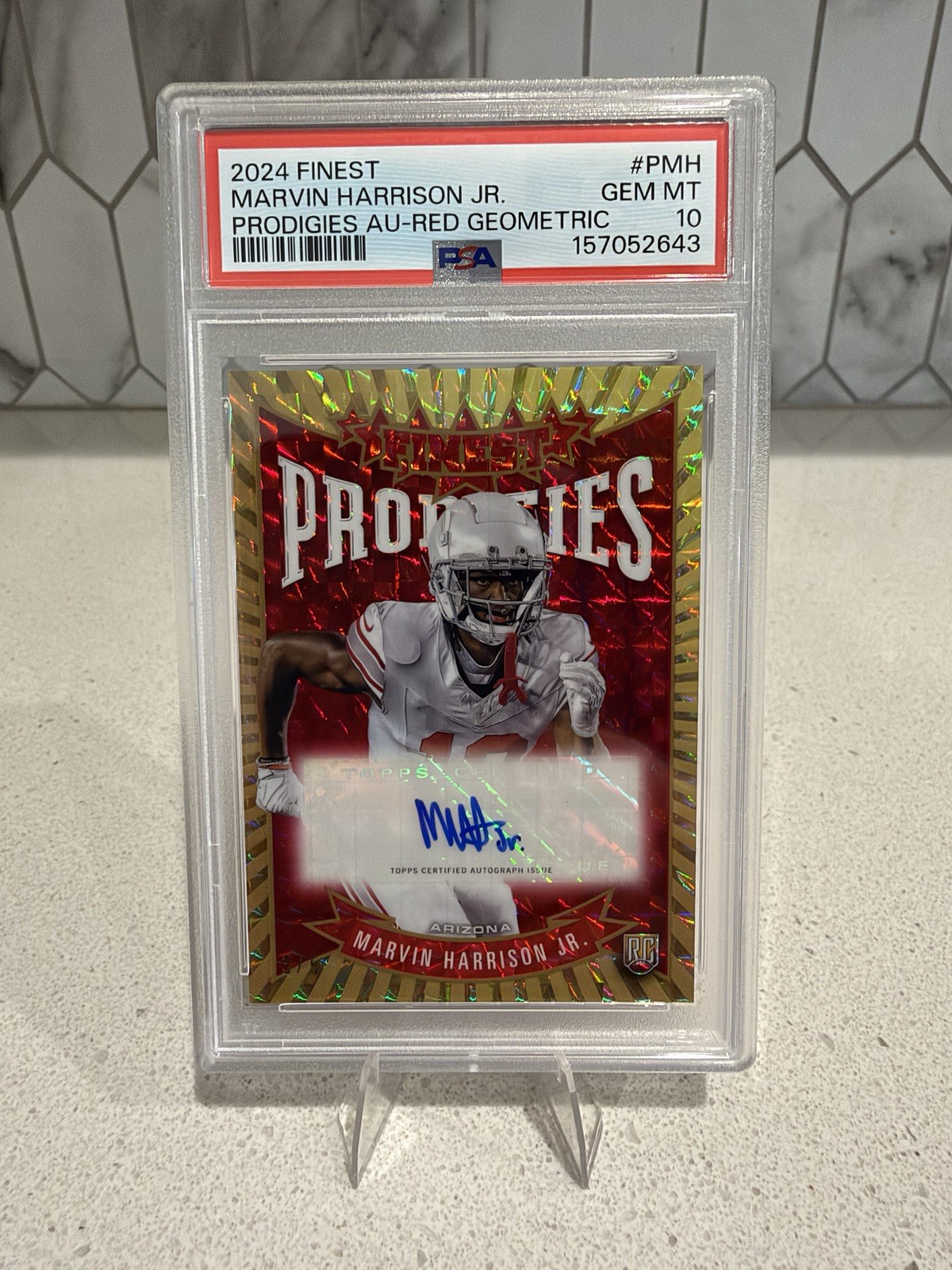 GEM MINT PSA 10 RED /5 Marvin Harrison Jr. Topps Finest Prodigies Auto Geometric