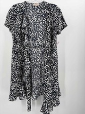 Pre-Owned Loft Navy Size XS Floral Wrap Knee Length Short Sleeve Dress