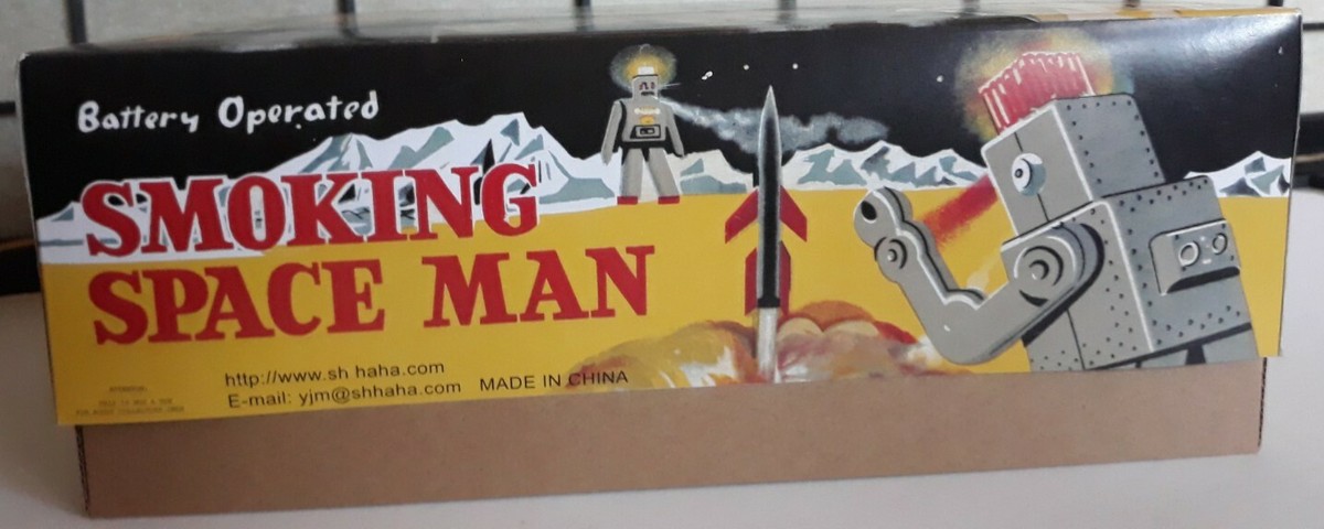 Smoking Spaceman Battery Operated Robot Reproduction SILVER Smoking Spaceman Battery Operated Robot Reproduction SILVER