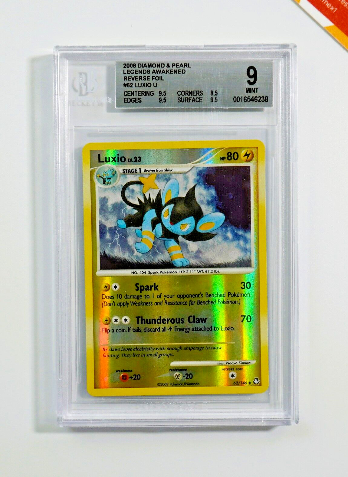 Pokemon BGS 9 Luxio #62 Reverse Foil Legends Awakened 2008 English