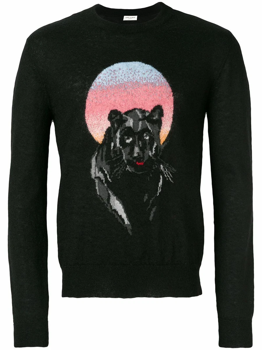 NWT Saint Laurent YSL Black Panther Sunset Mohair Wool Pullover