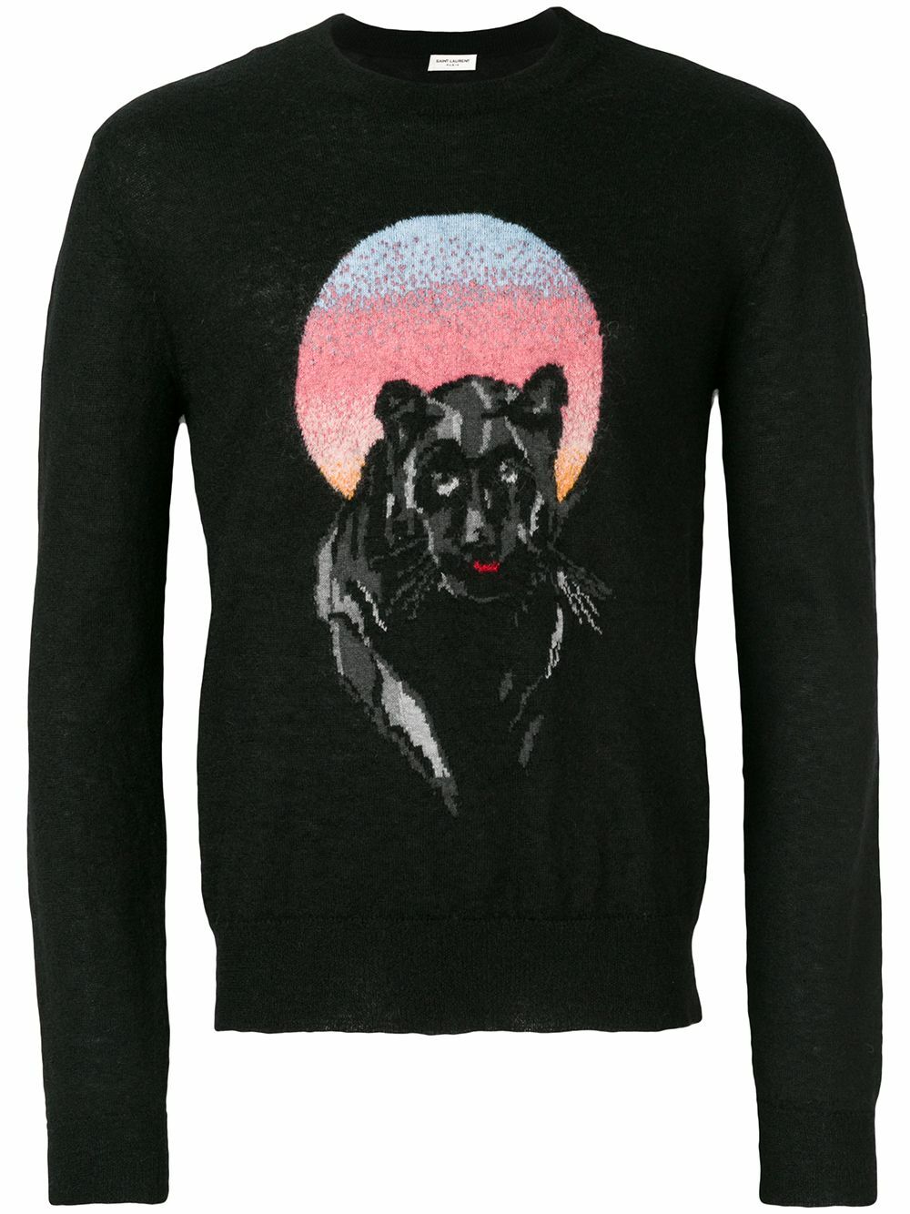 Maglione pullover in lana mohair nuovo con etichette Saint Laurent YSL pantera nera tramonto S $1290