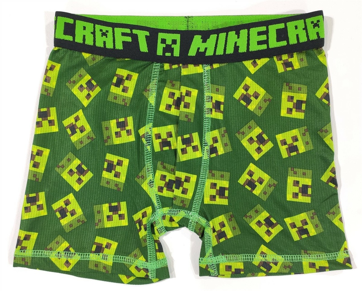 Minecraft Underwear Boys Medium Boxer Briefs 3-Pair Creeper Crew