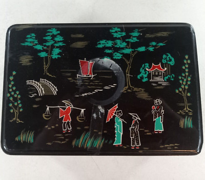 Cola-Cao Tin Box Handkerchiefs Series Oriental Black T70's Vintage From Spain