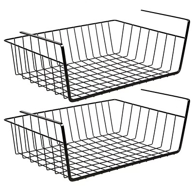 2 x große schwarze Unter Regal Tisch Aufbewahrung Korb Regal Küche Schrank Organizer