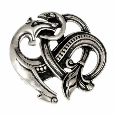 Wikinger-Ringfibel Mit Drachenköpfen Aus Messing – Ca. 6x6 Cm, Robuste Gewandschließe Für Mittelalter, LARP & Cosplay