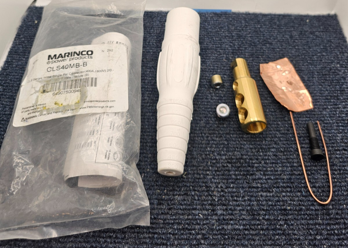 Marinco CLS40MB-B: Advanced Devices CLS 4/0 Inline Male White Brass 400Amp 600V