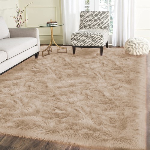 Latepis Faux Fur Sheepskin Area Rugs Soft Shaggy Carpet for Living Room Bedroom - Picture 171 of 219